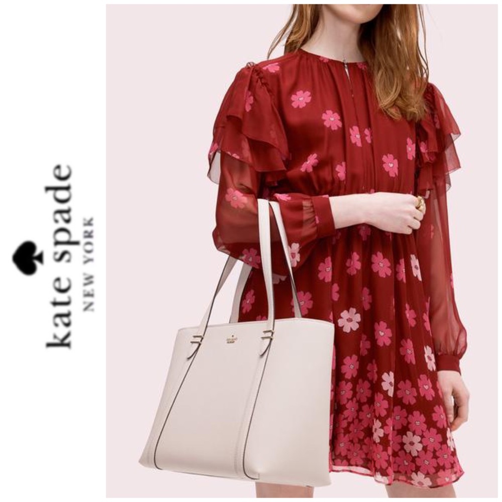 NWT Kate Spade genuine leather zip tote blush - Picture 2 of 6